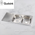 gold nano handmade double bowl kitchen sink